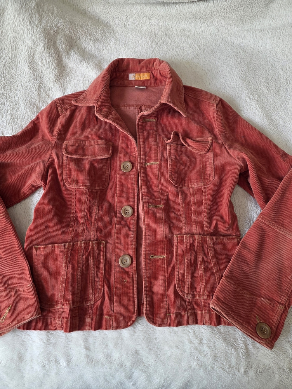 Tulle Corduroy Button Front Jacket